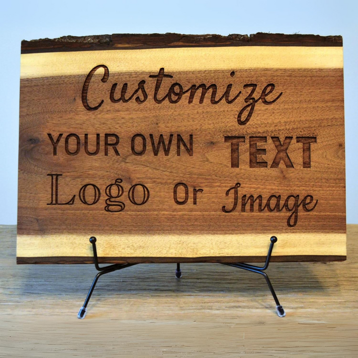 Personalized Walnut Live Edge Wood Sign – Custom Design for Any Occasion or Event