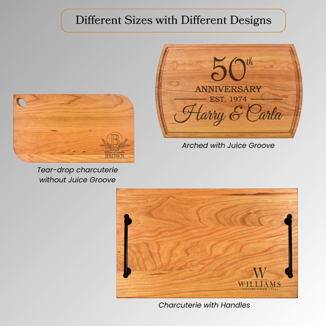 Beautiful Heart Engraved Design - Premium Personalized Cherry Wood Cutting Board