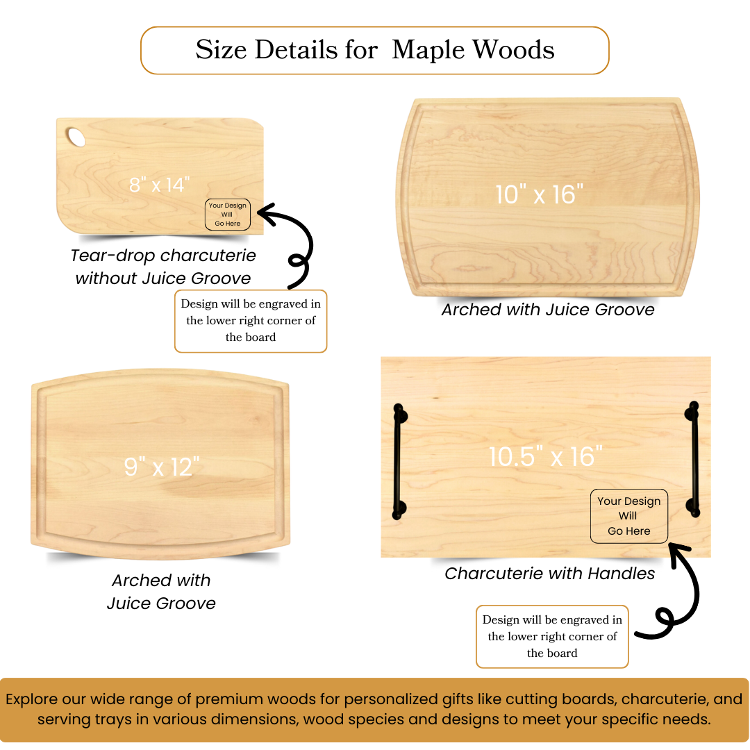 Arrow Heart Custom Engraved Maple Cutting Board - Premium Personalized Wooden Gift