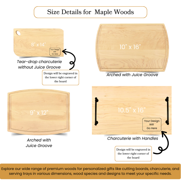 Arrow Heart Custom Engraved Maple Cutting Board - Premium Personalized Wooden Gift