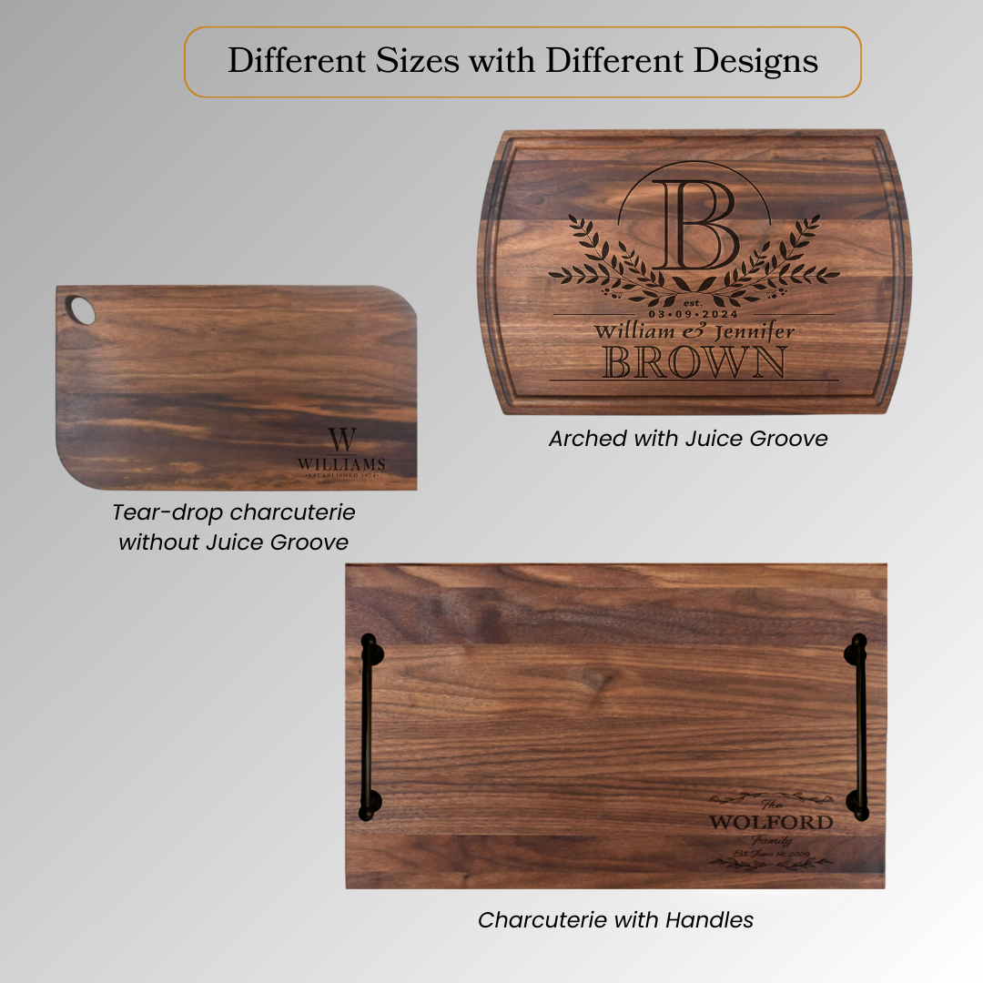 Custom Engraved Rustic Wedding Walnut Cutting Board – Premium Personalized Wood