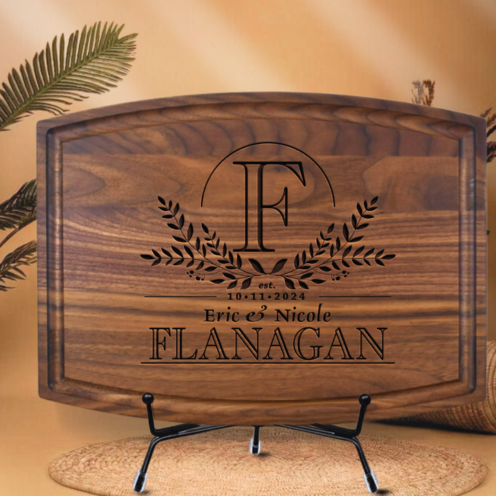 Custom Engraved Rustic Wedding Walnut Cutting Board – Premium Personalized Wood