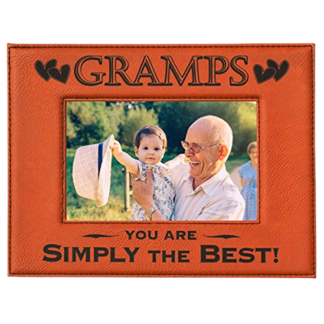 Engraved Leatherette Picture Frame Gift for Gramps