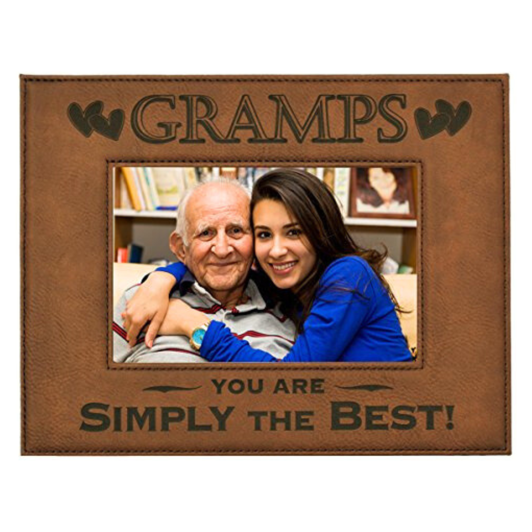 Engraved Leatherette Picture Frame Gift for Gramps