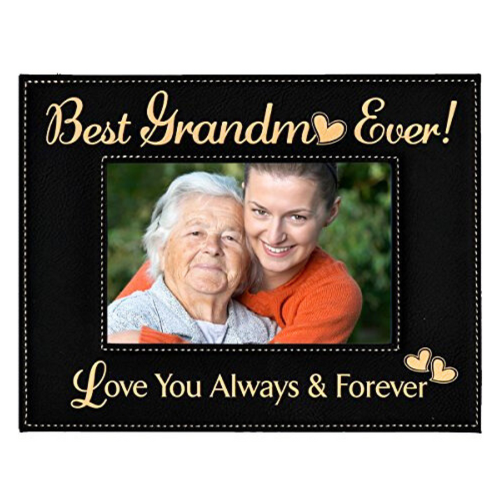 Engraved Leatherette Picture Frame Gift for Grandma