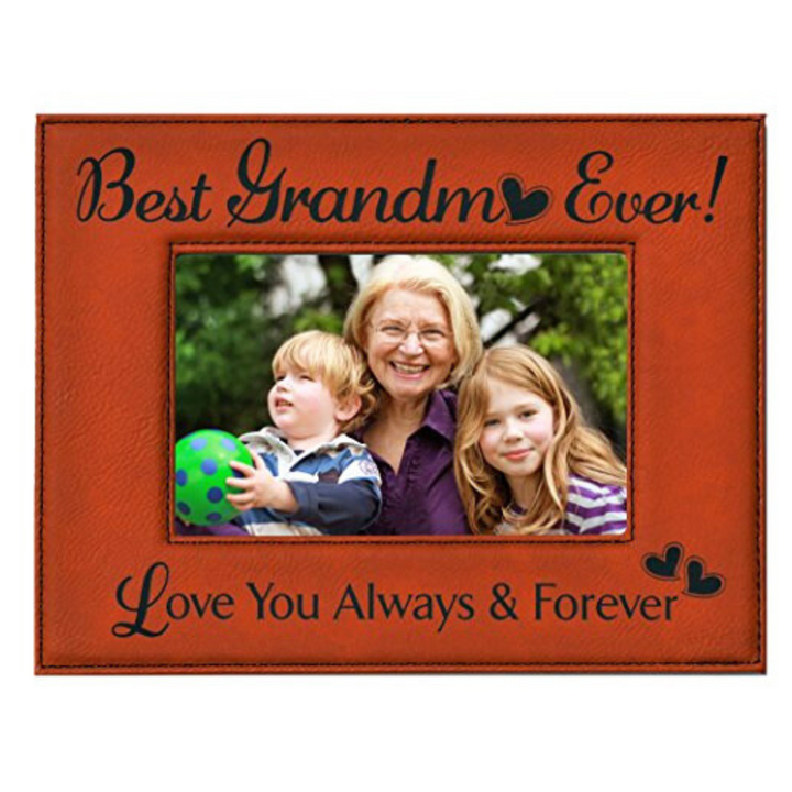 Engraved Leatherette Picture Frame Gift for Grandma