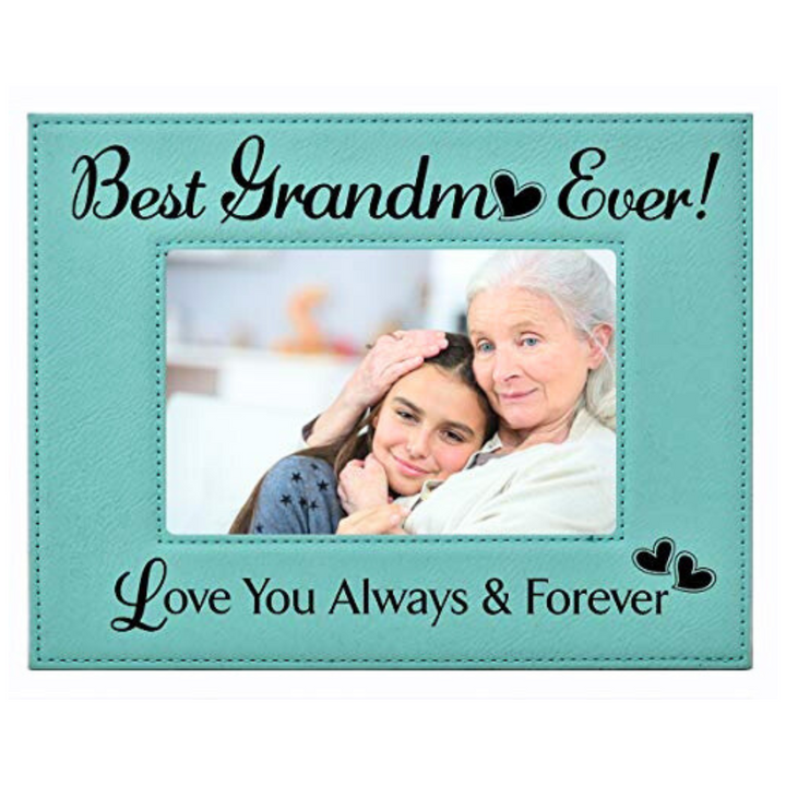 Engraved Leatherette Picture Frame Gift for Grandma