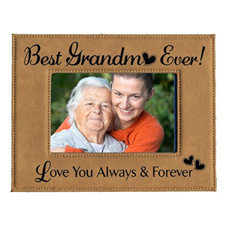 Engraved Leatherette Picture Frame Gift for Grandma