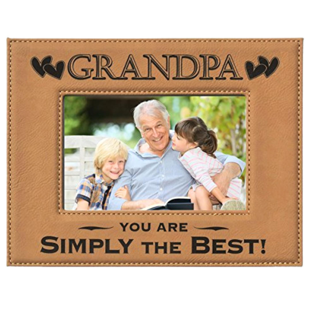 Engraved Leatherette Picture Frame Gift for Grandpa