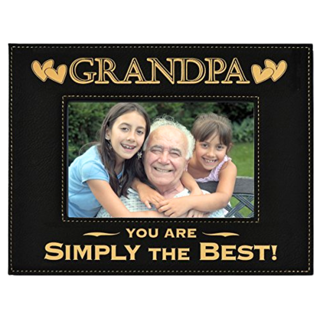 Engraved Leatherette Picture Frame Gift for Grandpa