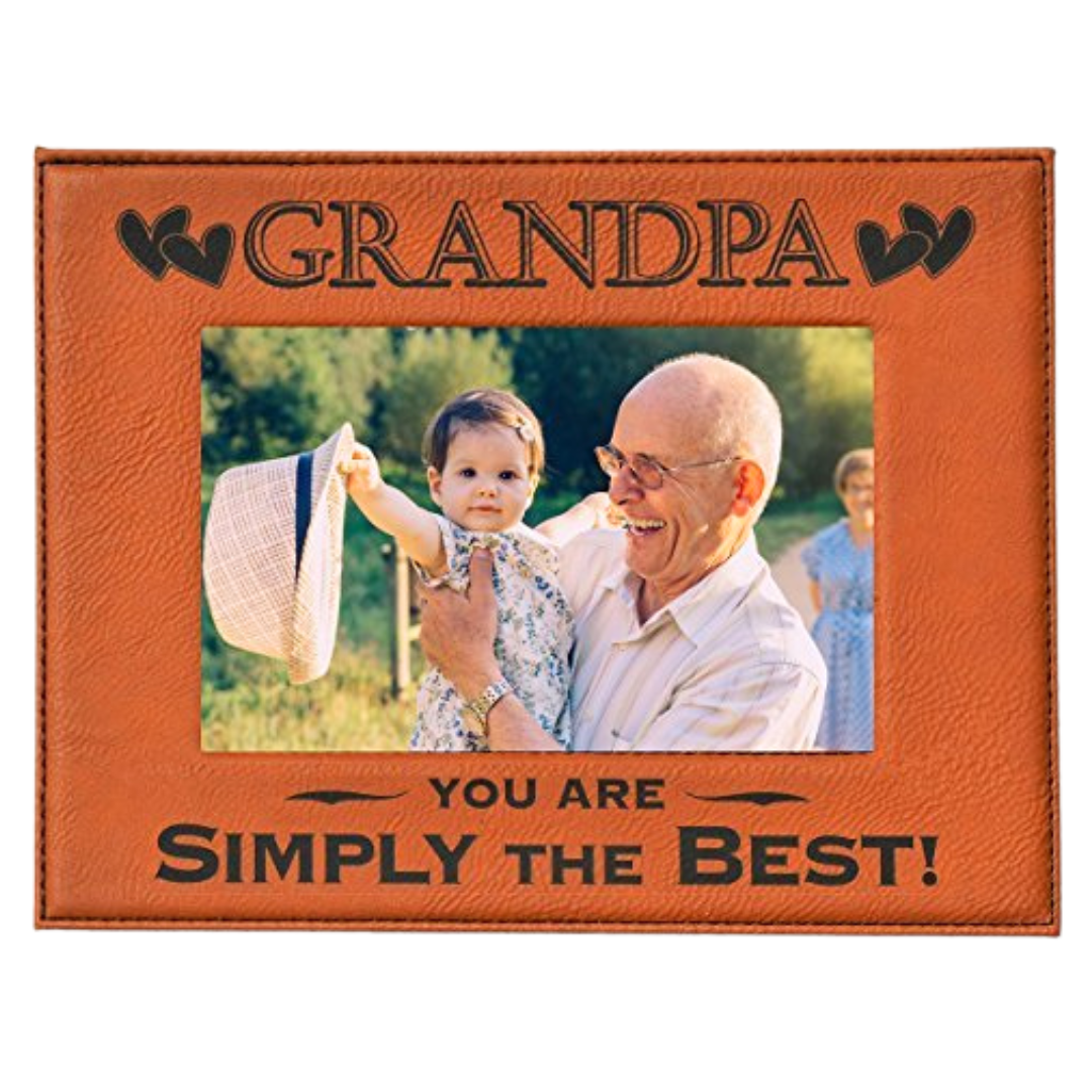 Engraved Leatherette Picture Frame Gift for Grandpa