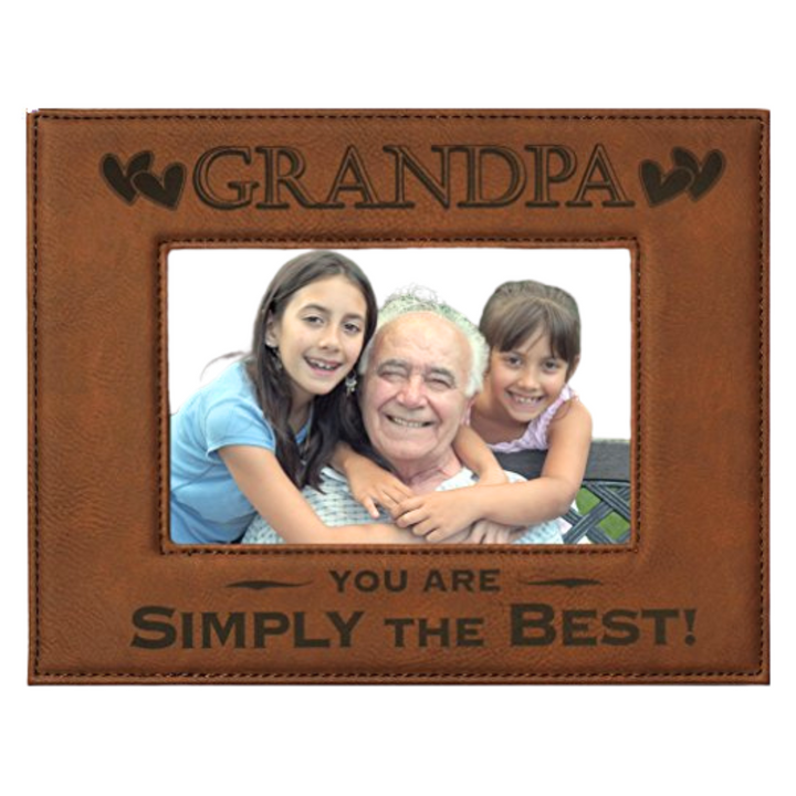 Engraved Leatherette Picture Frame Gift for Grandpa