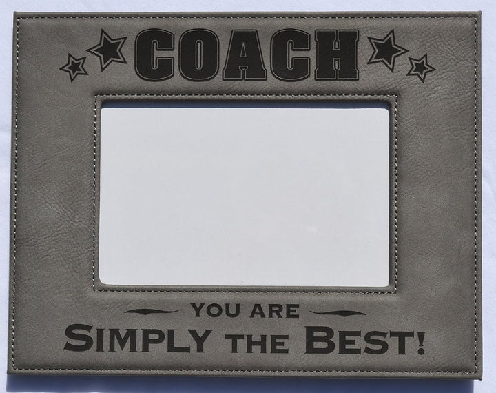 Black Engraved Leatherette Picture Frame for Coach - Gray Frame