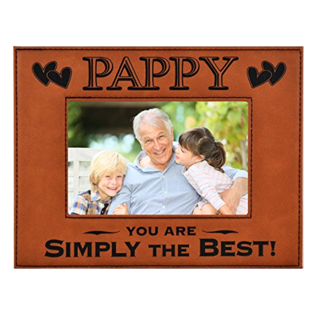 Engraved Leatherette Picture Frame Gift for Pappy