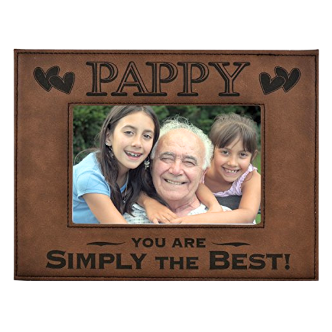 Engraved Leatherette Picture Frame Gift for Pappy