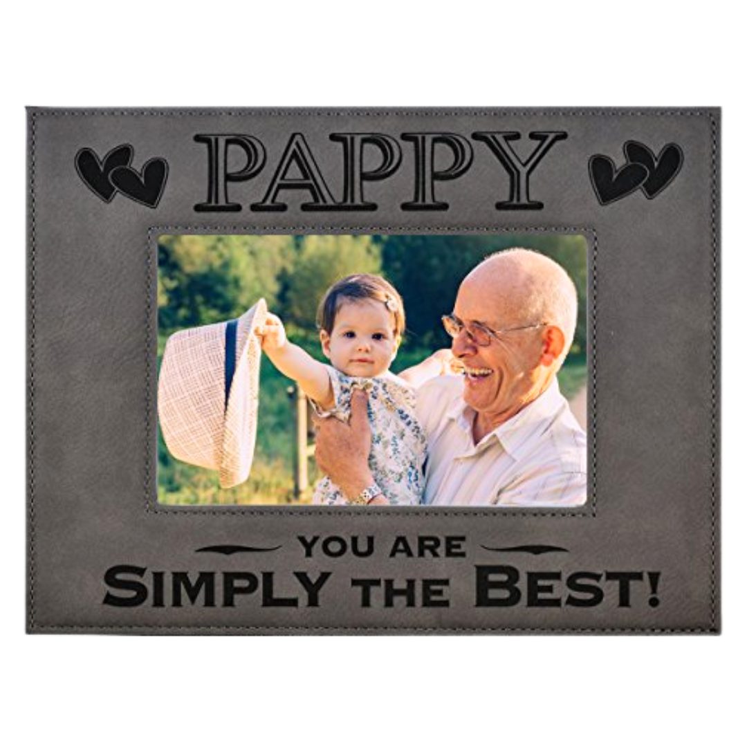 Engraved Leatherette Picture Frame Gift for Pappy