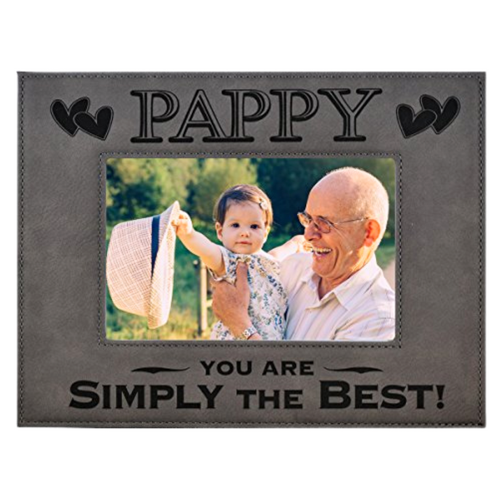 Engraved Leatherette Picture Frame Gift for Pappy