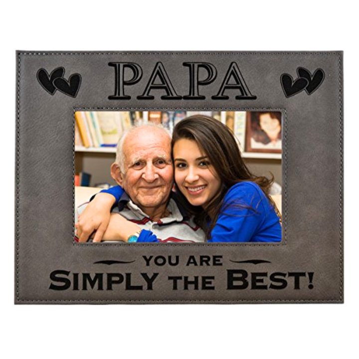 Engraved Leatherette Picture Frame Gift for Papa