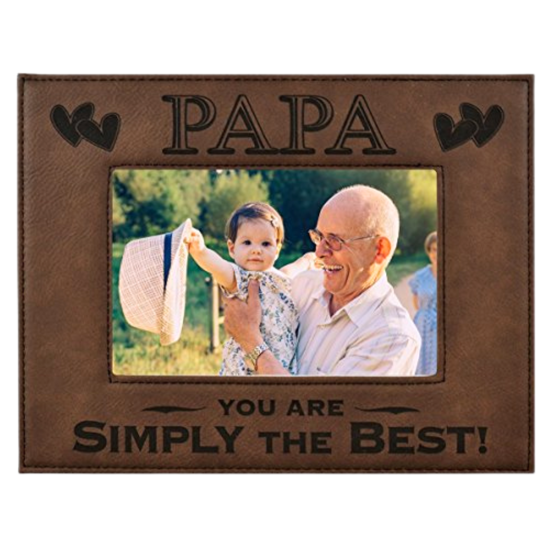 Engraved Leatherette Picture Frame Gift for Papa