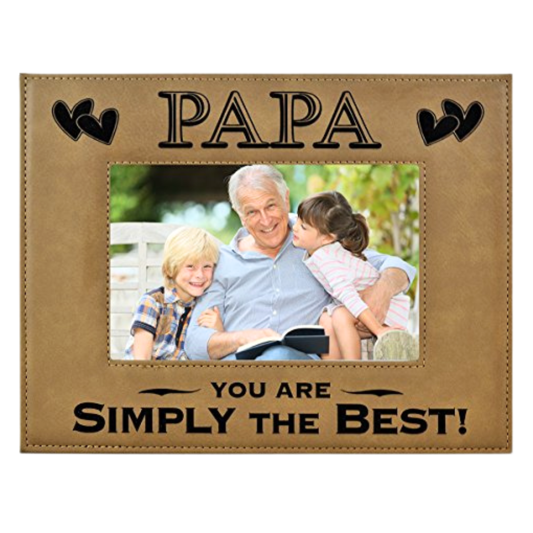 Engraved Leatherette Picture Frame Gift for Papa