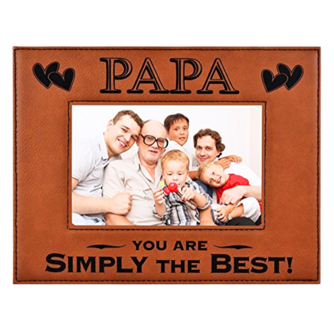 Engraved Leatherette Picture Frame Gift for Papa