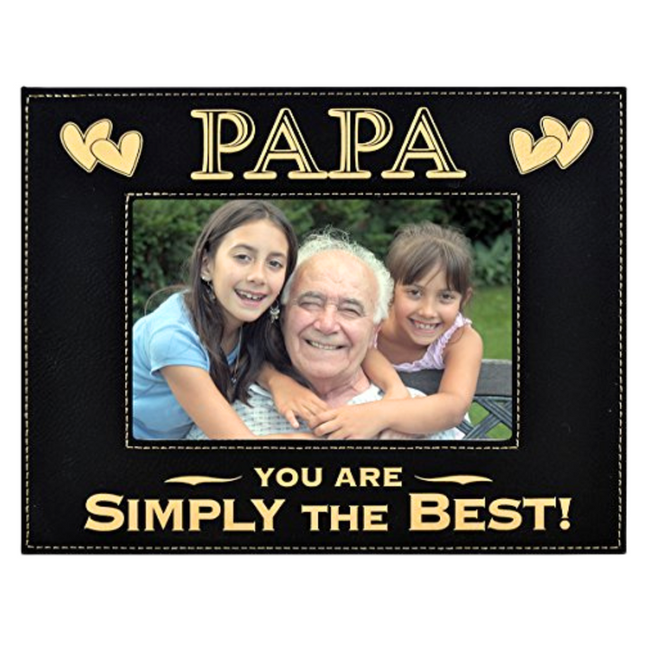 Engraved Leatherette Picture Frame Gift for Papa