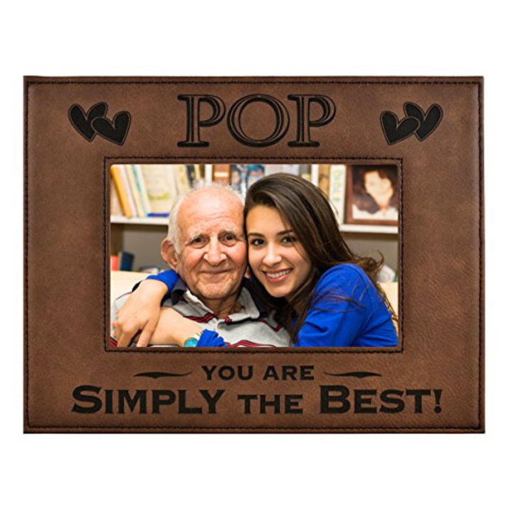 Engraved Leatherette Picture Frame Gift for Pop