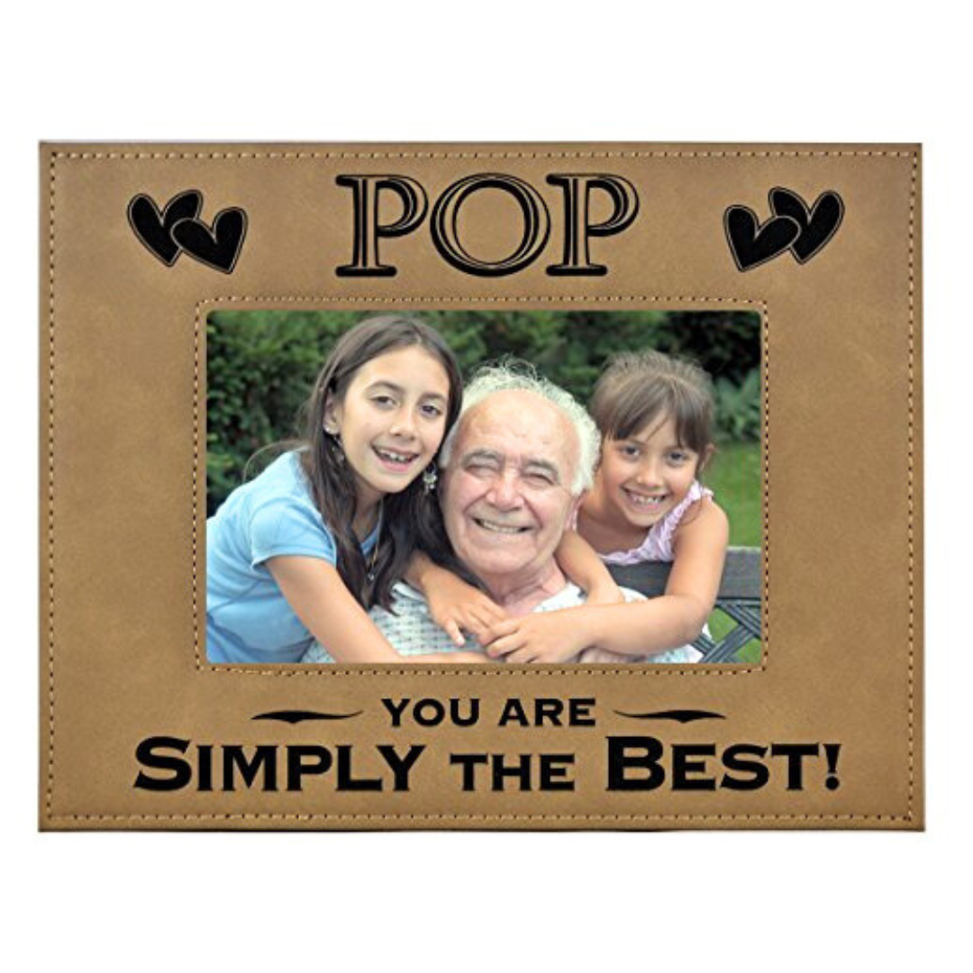 Engraved Leatherette Picture Frame Gift for Pop