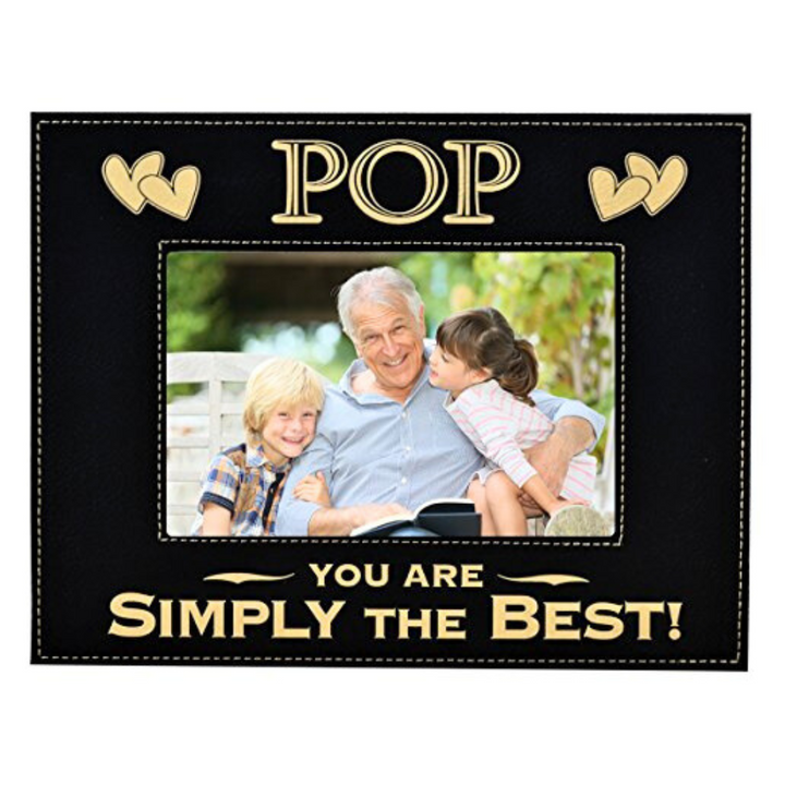 Engraved Leatherette Picture Frame Gift for Pop