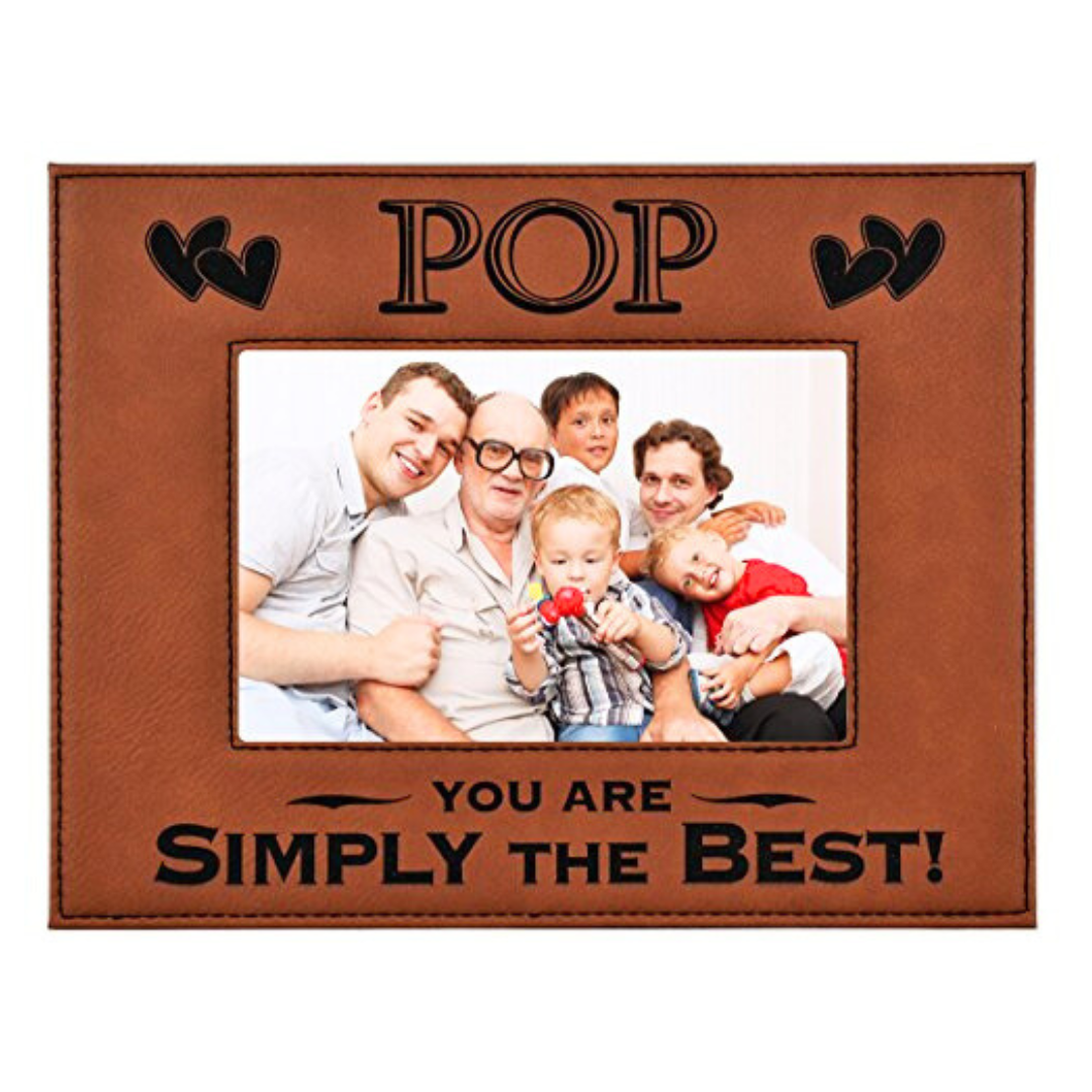 Engraved Leatherette Picture Frame Gift for Pop