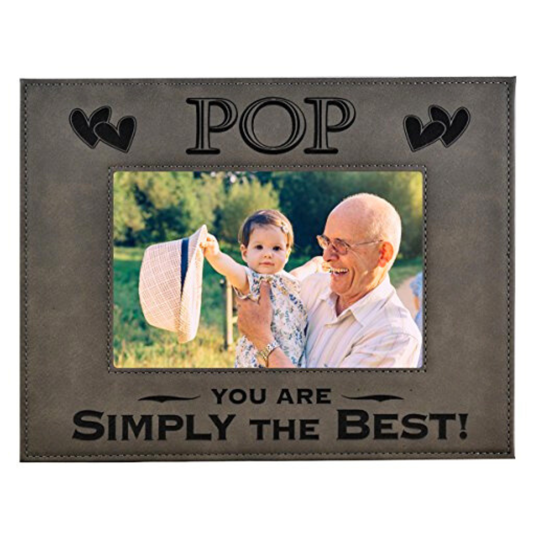 Engraved Leatherette Picture Frame Gift for Pop