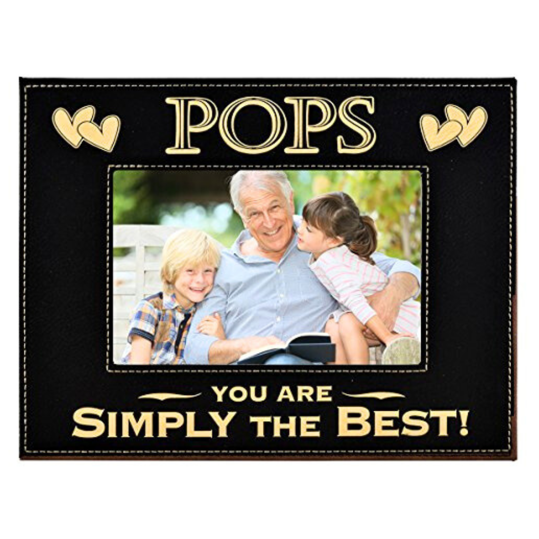 Engraved Leatherette Picture Frame Gift for Pops