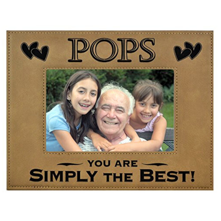 Engraved Leatherette Picture Frame Gift for Pops