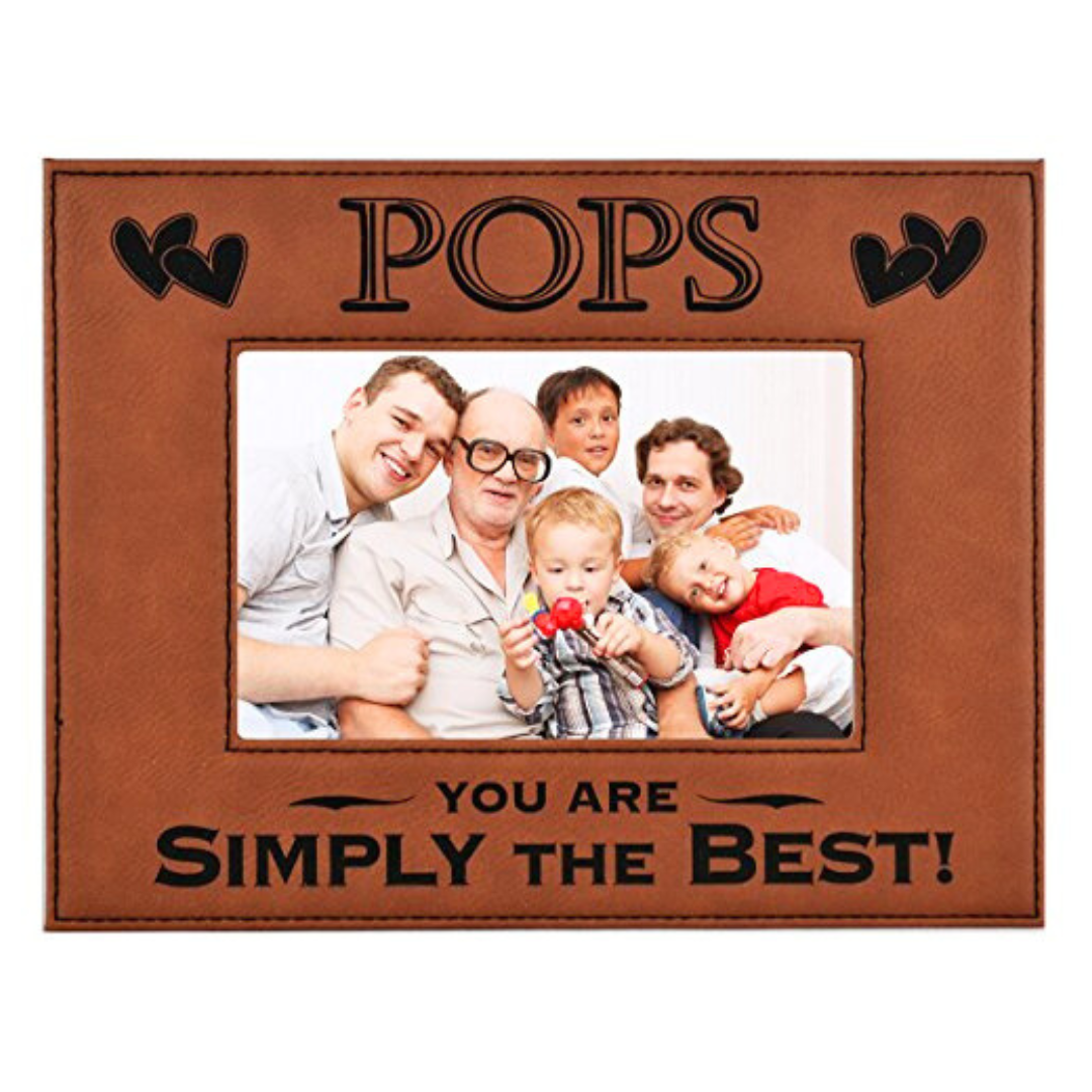 Engraved Leatherette Picture Frame Gift for Pops