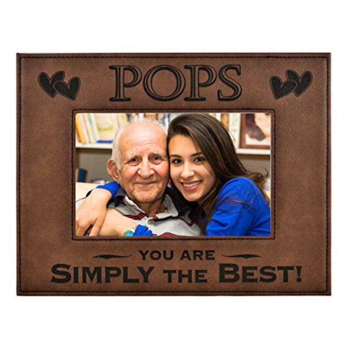 Engraved Leatherette Picture Frame Gift for Pops