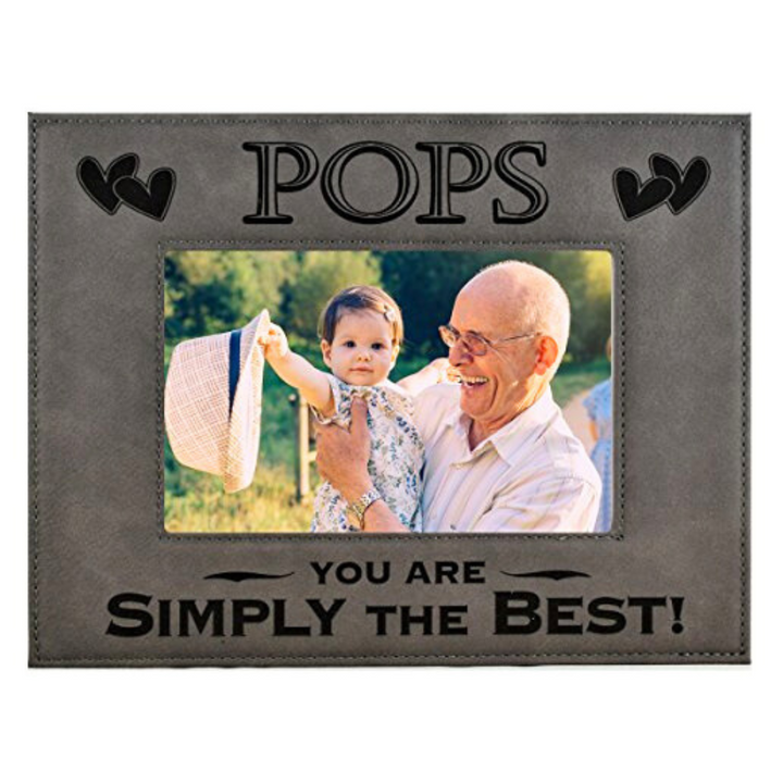 Engraved Leatherette Picture Frame Gift for Pops