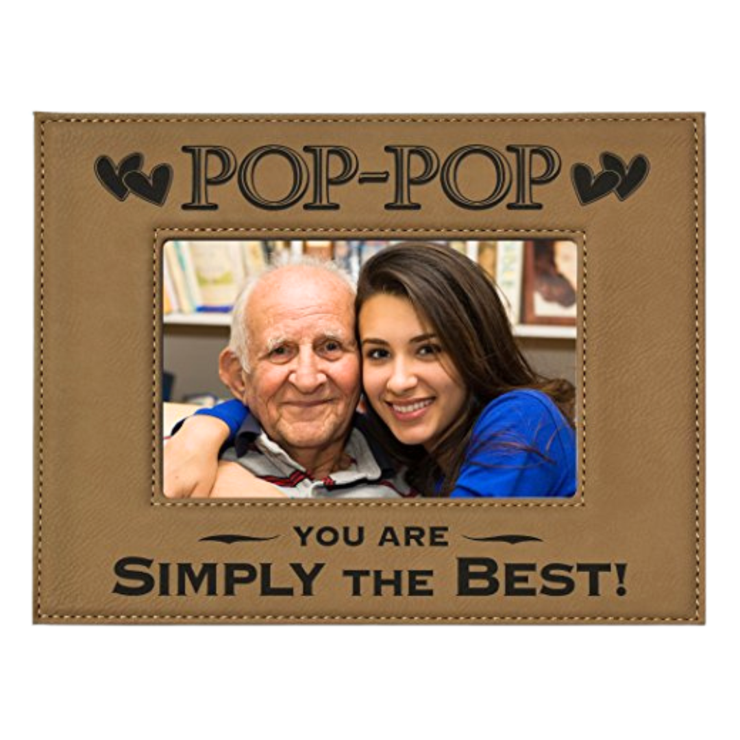 Engraved Leatherette Picture Frame Gift for Pop-pop