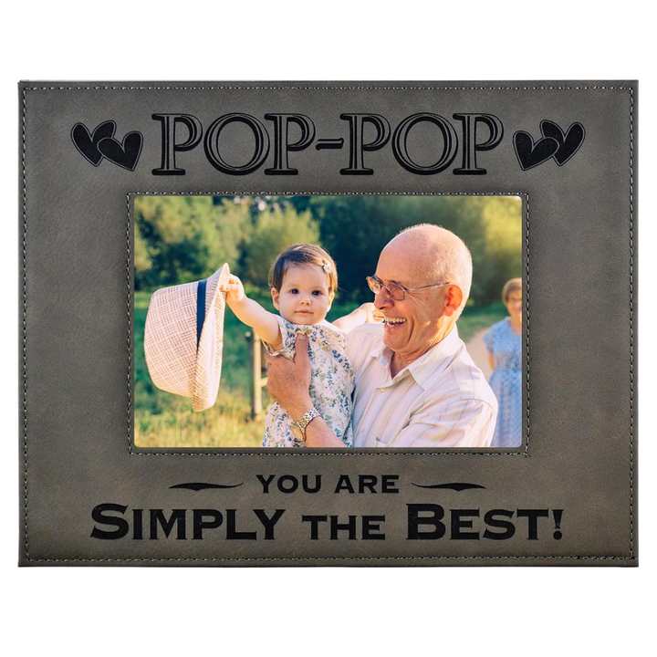 Engraved Leatherette Picture Frame Gift for Pop-pop