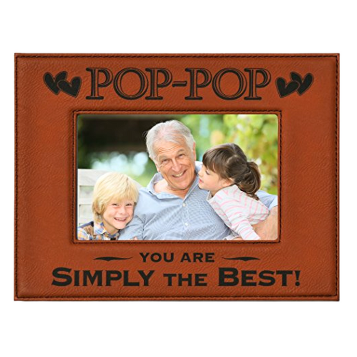 Engraved Leatherette Picture Frame Gift for Pop-pop