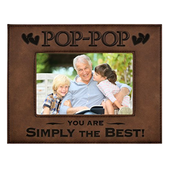 Engraved Leatherette Picture Frame Gift for Pop-pop