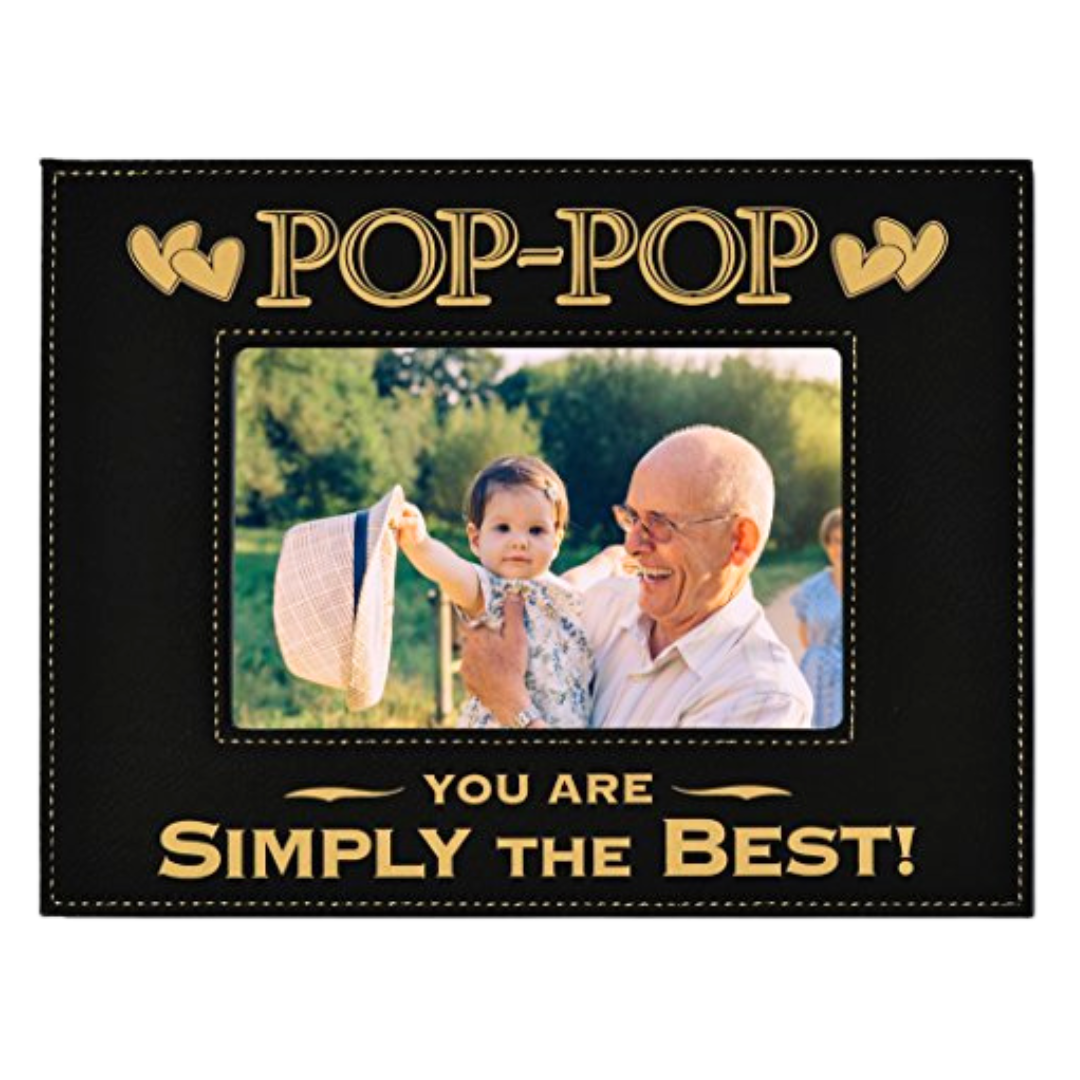 Engraved Leatherette Picture Frame Gift for Pop-pop