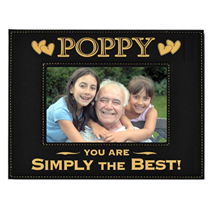 Engraved Leatherette Picture Frame Gift for Poppy