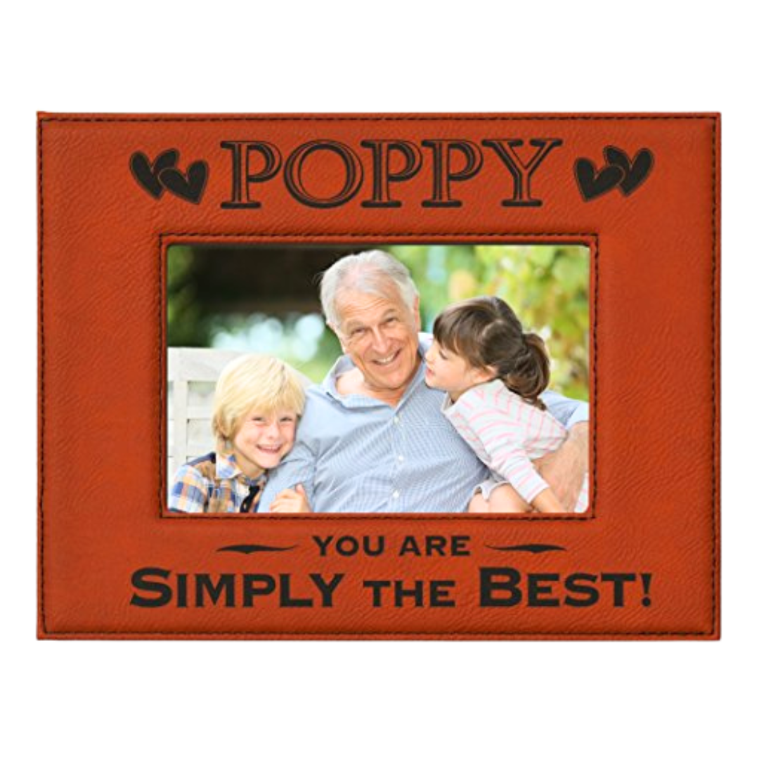 Engraved Leatherette Picture Frame Gift for Poppy