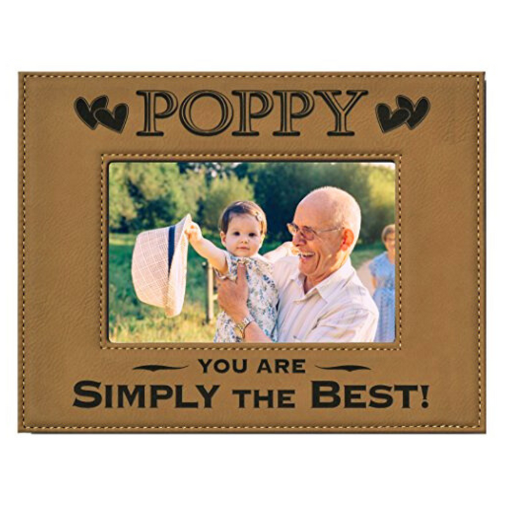 Engraved Leatherette Picture Frame Gift for Poppy