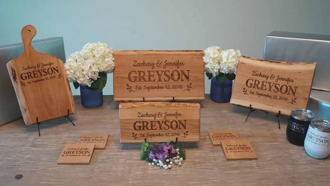 Personalized Custom Engraved Wedding Gift Cherry Live Edge Cutting Board