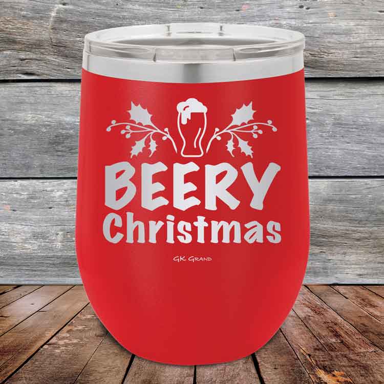 Beery Christmas - 12 oz Powder Coated Etched Tumbler