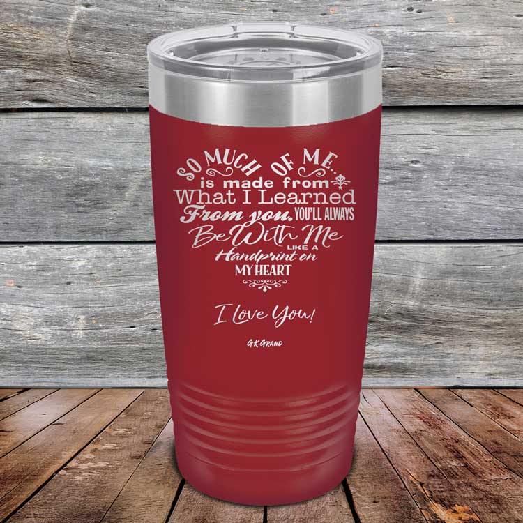 Heart Felt Words of Love and Appreciation - Powder Coated Etched Tumbler - GK GRAND GIFTS