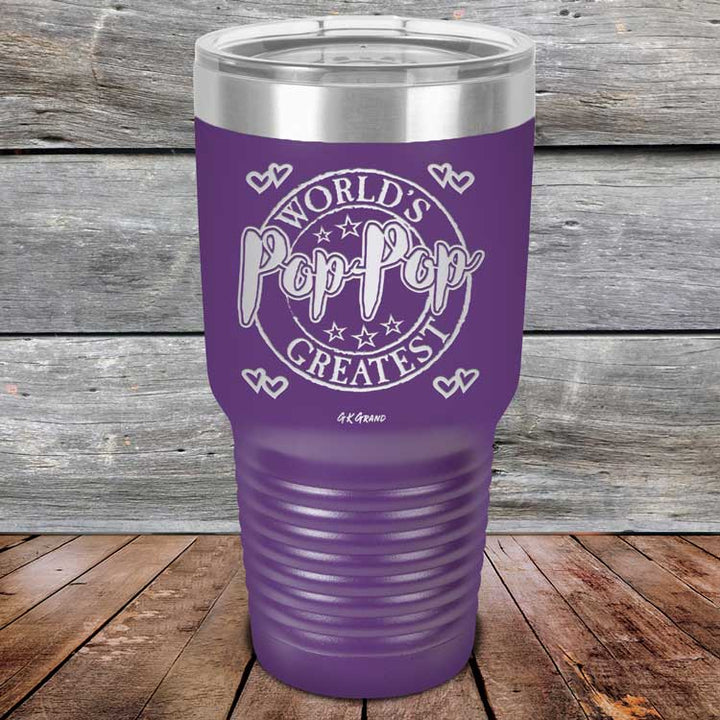 World's Greatest Pop-Pop - Powder Coated Etched Tumbler